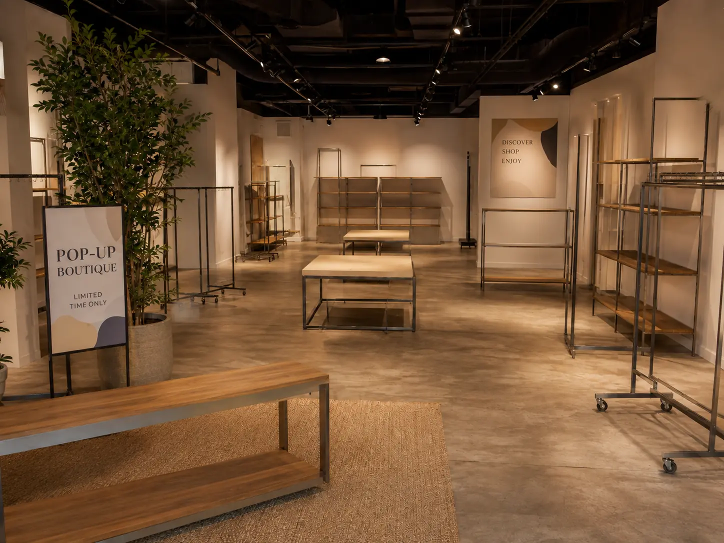 Même boutique entièrement vidée après intervention de débarras